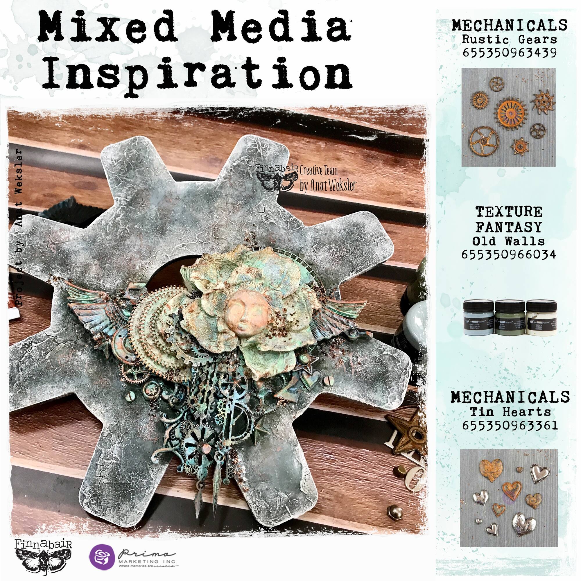 Finnabair® Mechanicals Tin Hearts Metal Embellishments Set